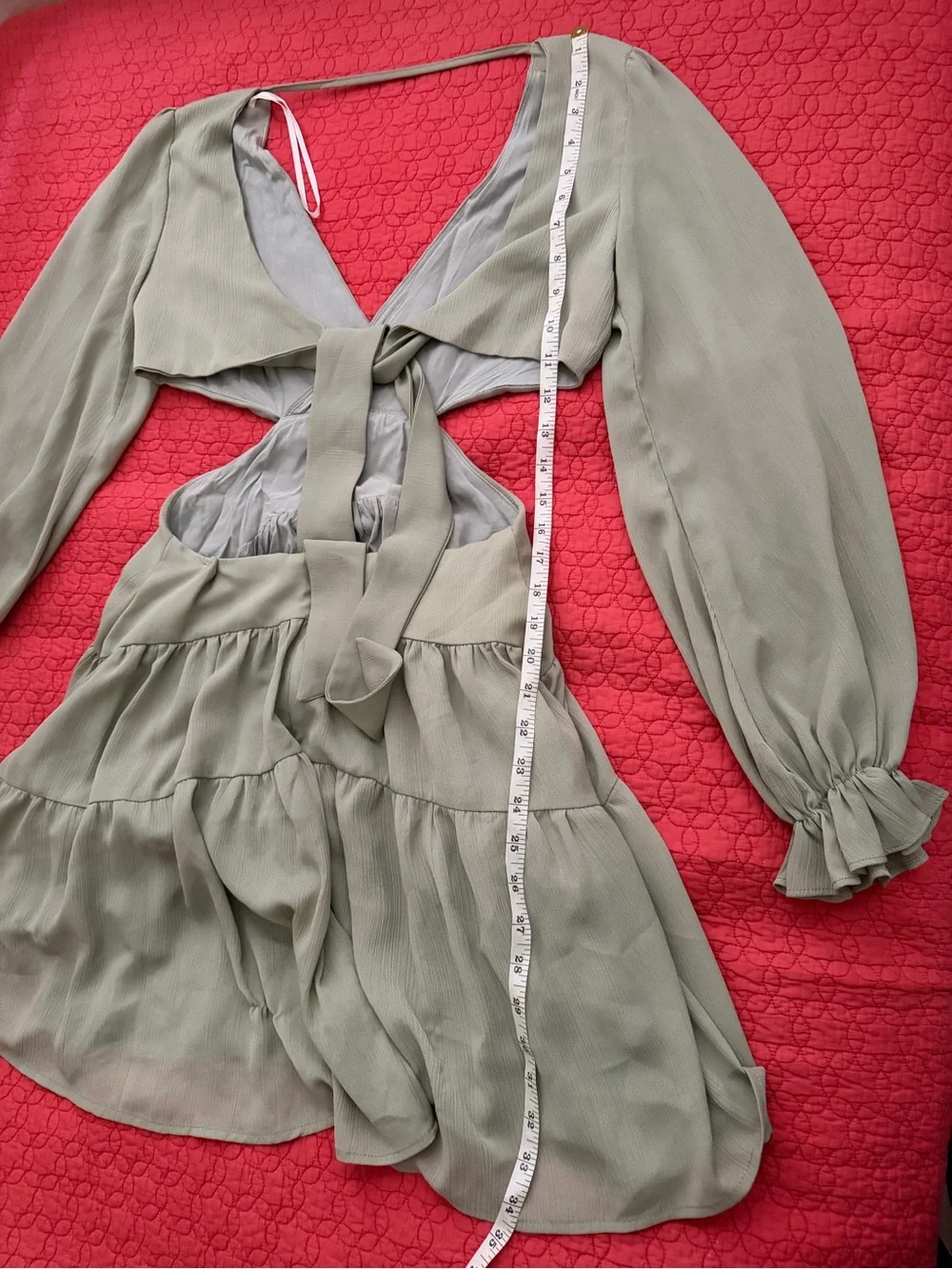 Women's Sage Long-Sleeve Tiered Mini Dress